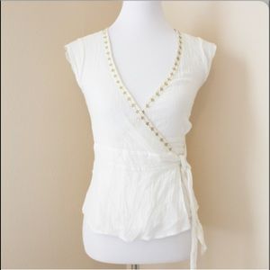 ANTHROPOLOGIE Semi Sheer Wrap Top